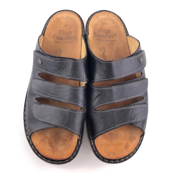Finn Comfort Andros Black Leather Slide Sandals main image 7
